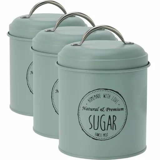 Excellent Houseware Sada plechových dóz na potraviny 11 x 16 cm, 3 ks, zelená, S