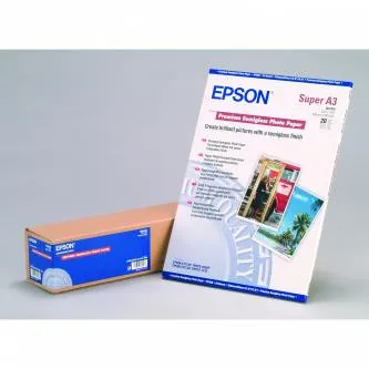 Epson Premium Semigloss Photo Paper, C13S041328, foto papír, pololesklý, bílý, Stylus Photo 1270, 2000P, A3+, 251 g/m2, 20 ks, ink