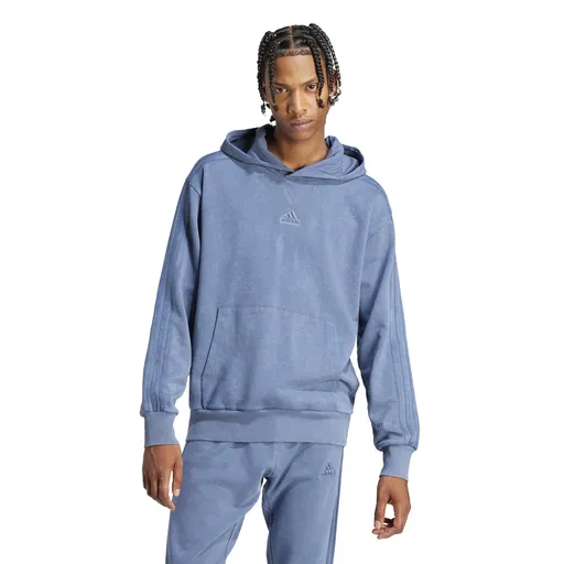 adidas ALL SZN French Terry 3-Stripes Garment-Wash Hoodie XXL