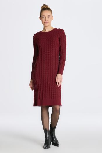 ŠATY GANT STRETCH COTTON CABLE C-NECK DRESS PLUMPED RED