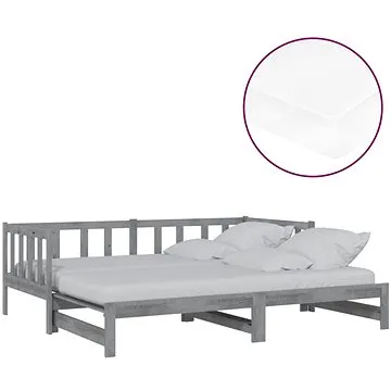 Shumee Výsuvná válenda 2×(90×200) cm šedá masivní borovice, 3083666 (3083666)