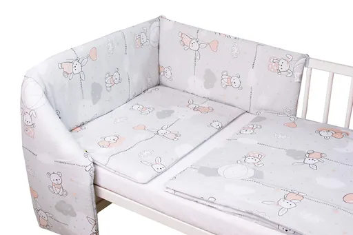 Baby Nellys Mantinel s povlečením Premium, 3D sada, Good night Animals, šedé, 135x100 cm