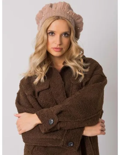 Dámská čepice s aplikací tmavě béžová