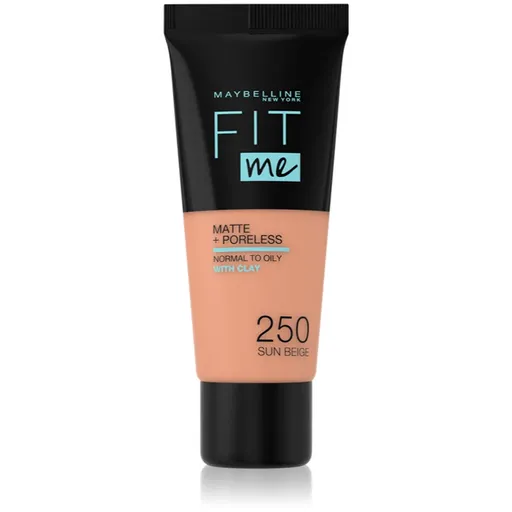 MAYBELLINE NEW YORK Fit Me! Matte+Poreless matující make-up pro normální a mastnou pleť odstín 250 Sun Beige 30 ml