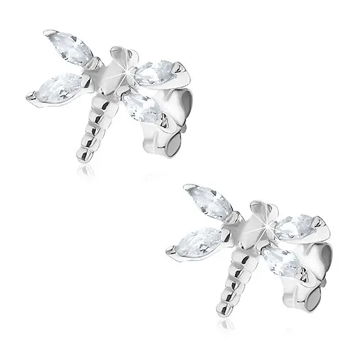 Stříbrné náušnice 925 - vážky se zirkonovými křídly
