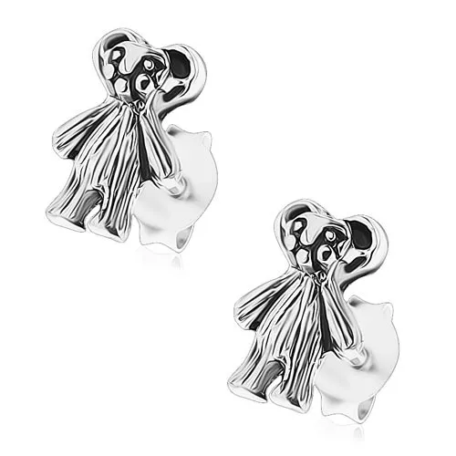Náušnice ze stříbra 925, stojící medvídek, puzetové zapínání