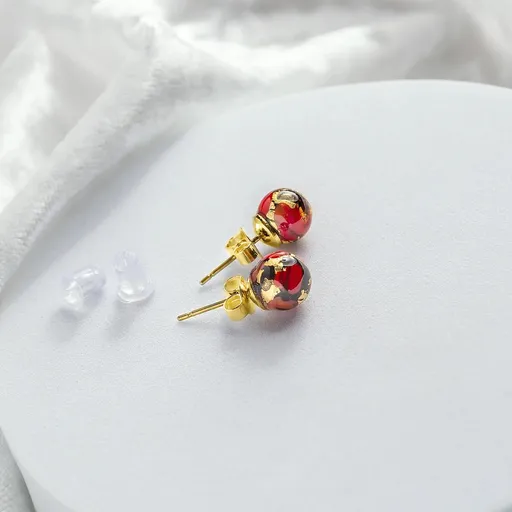 Lampglas Náušnice Vermilion Nude s 24karátovým zlatem ENM2/AG/POZ-PU