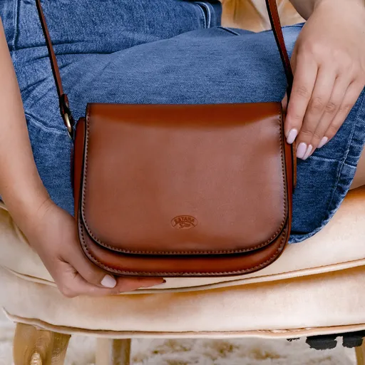 Kožená dámská crosbody kabelka Katana Niola - koňak