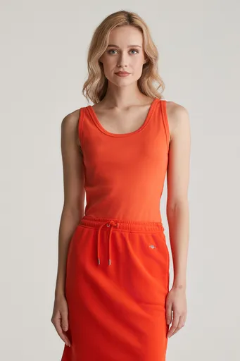 TOP GANT SLIM RIBBED TANK TOP ORANGE RED
