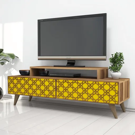 TV stolek City - Walnut, Yellow