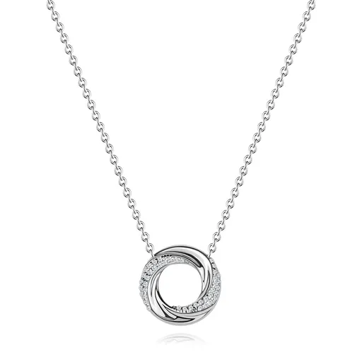 Stříbrný 925 náhrdelník s propleteným kruhem a čirými zirkony