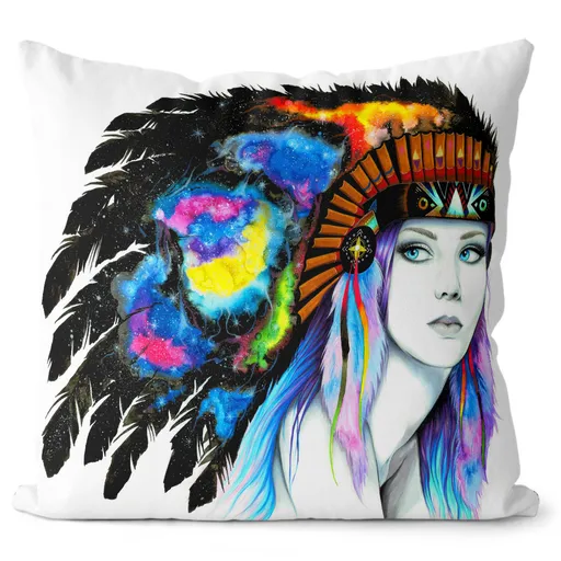 Polštář Space Indiánka art (Velikost: 55 x 55 cm)
