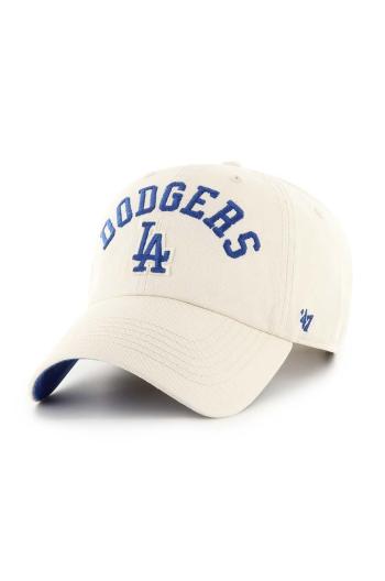 Bavlněná baseballová čepice 47 brand MLB Los Angeles Dodgers béžová barva, s aplikací, B-CLBFB12GWS-Y0