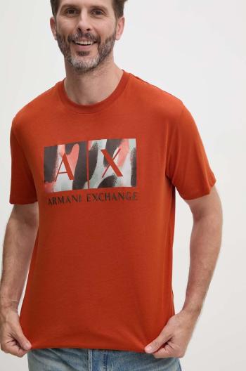 Bavlněné tričko Armani Exchange oranžová barva, s potiskem, 6DZTHF ZJH4Z