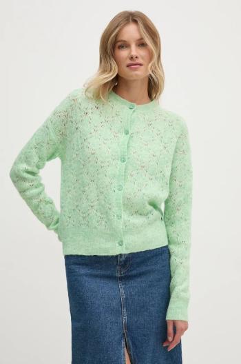 Svetr s příměsí vlny Pepe Jeans HELEN CARDIGAN zelená barva, lehký, PL702228