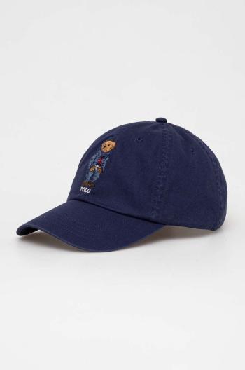 Bavlněná baseballová čepice Polo Ralph Lauren tmavomodrá barva, s aplikací