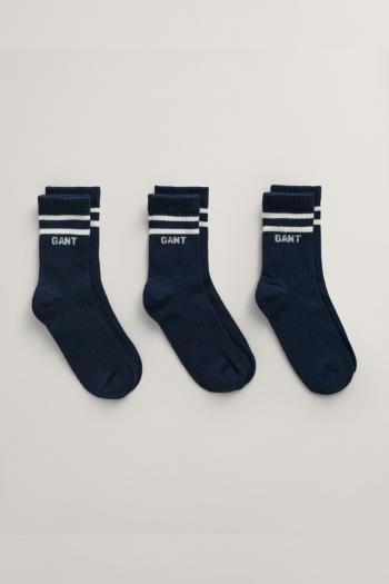 PONOŽKY GANT LOGO RIB SOCKS 3-PACK EVENING BLUE