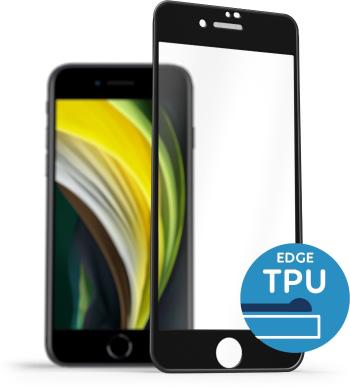 Üvegfólia AlzaGuard Glass with TPU Frame iPhone 7 / 8 / SE 2020 / SE 2022 2.5D üvegfólia - fekete