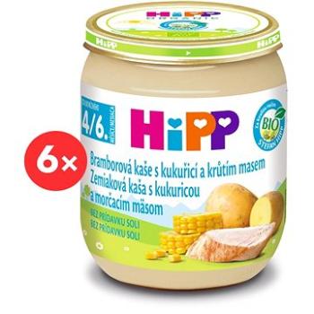 HiPP BIO Bramborové pyré s kukuřicí a krůtím masem - 6× 125 g (4062300276628)