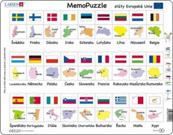 Puzzle MAXI - Memo státy, hlavní města, vlajky/54 dílků