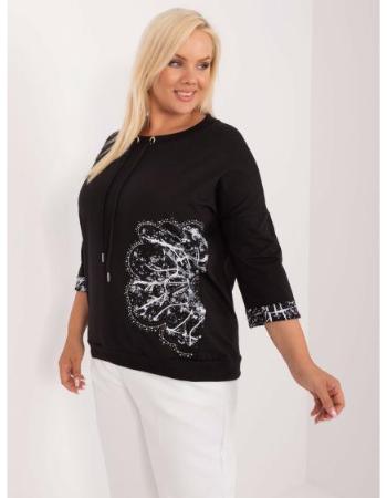 Dámská halenka plus size s 3/4 rukávy černá