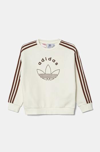 Dětská mikina adidas Originals CREW béžová barva, s potiskem, IY9546