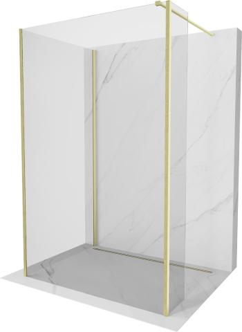 MEXEN/S Kioto Sprchová zástěna WALK-IN 115 x 90 x 30 cm, transparent, zlatá kartáčovaná 800-115-090-221-55-00-030