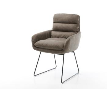 Jídelní židle Abelia-Flex s područkami taupe vintage tenká podnož