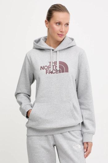 Mikina The North Face Drew Peak šedá farba, s kapucňou, vzorovaná, NF0A89EHFB31