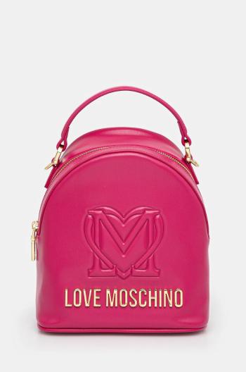 Kožený batoh Love Moschino dámský, růžová barva, malý, s aplikací, JC4361PP0L