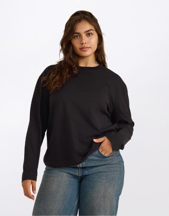 Tričko Organic Basics True Heavy Boxy Long Sleeve Tee Black