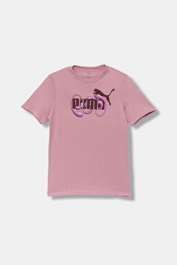 Detské bavlnené tričko Puma GRAPHIC No. 1 Logo Tee G ružová farba, 688497