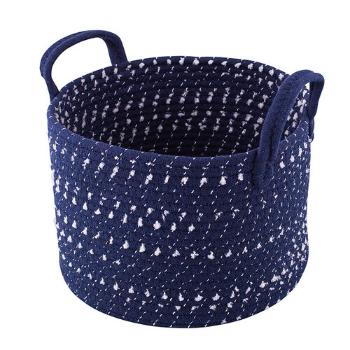 Coș rotund din bumbac Altom Dark blue, 28 x20 cm, diam. 28 cm