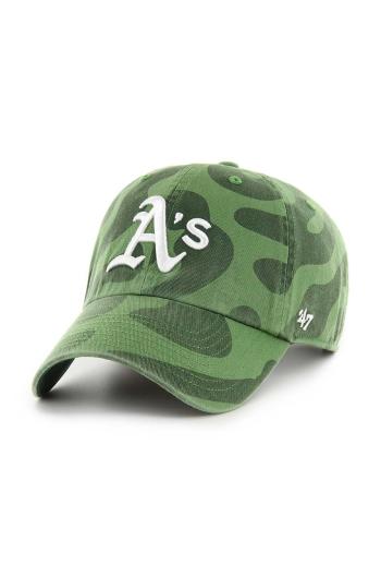 Bavlněná baseballová čepice 47 brand MLB Oakland Athletics zelená barva, B-FRFMC18GWS-FF