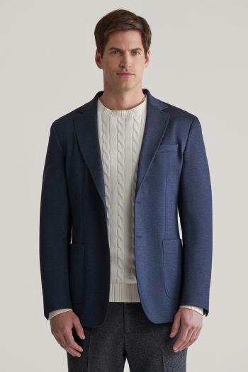 SAKO GANT SLIM TWO-TONED TWILL JERSEY BLAZER EVENING BLUE