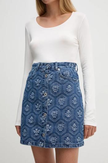 Džínová sukně Pepe Jeans MINI SKIRT HW JACQUARD modrá barva, mini, áčková, PL901165