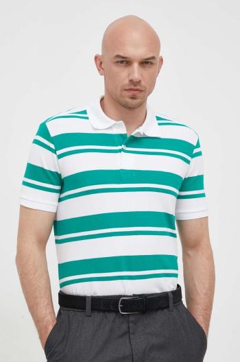 Bavlněné polo tričko United Colors of Benetton zelená barva