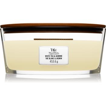 Woodwick White Tea & Jasmine vonná svíčka s dřevěným knotem (hearthwick) 453.6 g