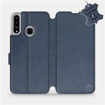 Flipové pouzdro na mobil Samsung Galaxy A20S - Modré - kožené -   Blue Leather (5903516398492)