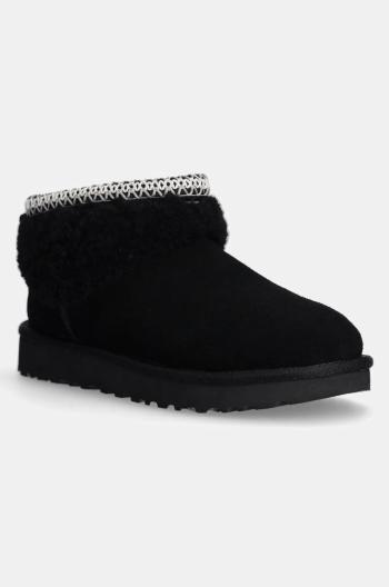 Semišové sněhule UGG Classic Ultra Mini Maxi Curly černá barva, 1158263-BLK