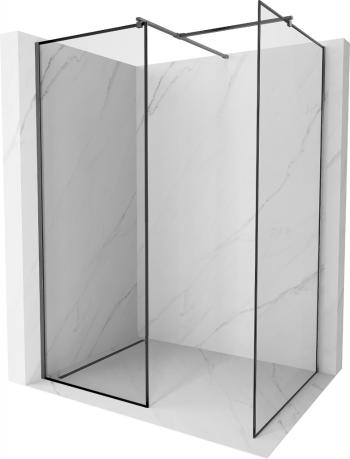 MEXEN/S - Kioto Sprchová zástena WALK-IN 100 x 90 cm, čierny vzor, grafit kartáčovaná 800-100-202-66-70-090