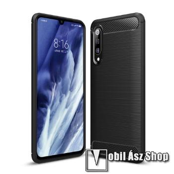 OTT! CARBON szilikon védő tok / hátlap - FEKETE - karbon mintás, ERŐS VÉDELEM! - Xiaomi Mi 9 Pro / Xiaomi Mi 9 Pro 5G