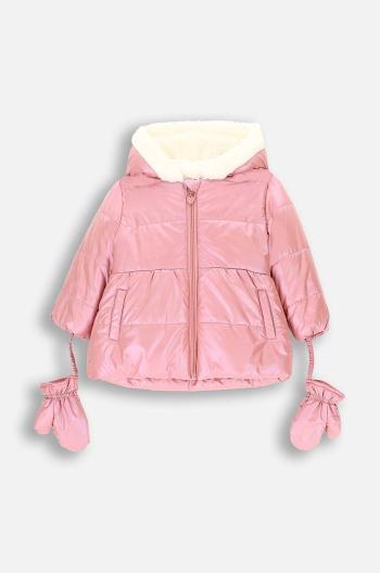 Dětská bunda Coccodrillo růžová barva, OUTERWEAR GIRL NEWBORN