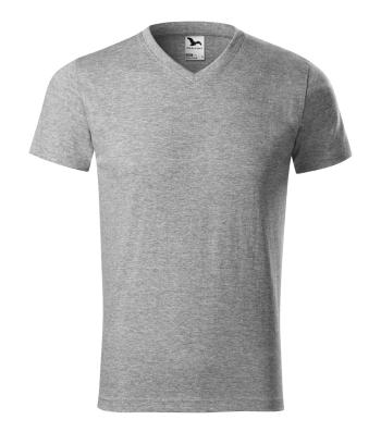 MALFINI Tričko Heavy V-neck - Tmavě šedý melír | S