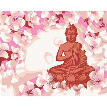 Diamondi - Diamantové malování - ČERVENÝ BUDDHA S KVĚTINAMI, 40x50 cm, bez rámu a bez vypnutí plátna (605903A)