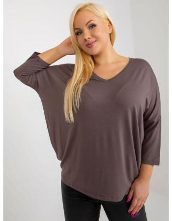 Dámská halenka plus size s 3/4 rukávy JOLA hnědá