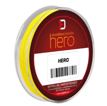 Delphin návazcová šňůra hero 4 fluo žlutá 15 m - 0,20 mm 13,20 kg