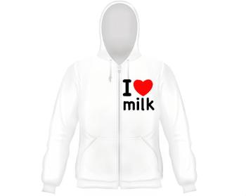 Pánská mikina na zip s kapucí I Love milk