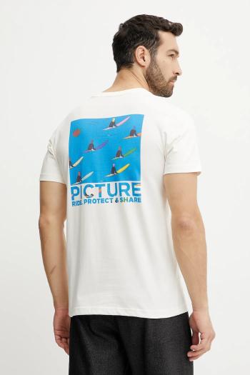 Bavlnené tričko Picture Simon Bailly 1 pánske, béžová farba, s potlačou, MTS1251