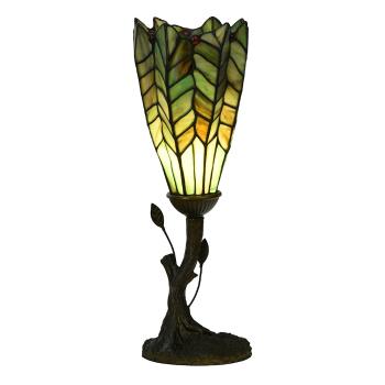 Zelená stolní lampa Tiffany ve tvaru květu - Ø 15*42 cm E14/max 1*25W 5LL-6337